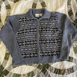 VTG Fair Isle Striped Cardigan - Size Petite Medium